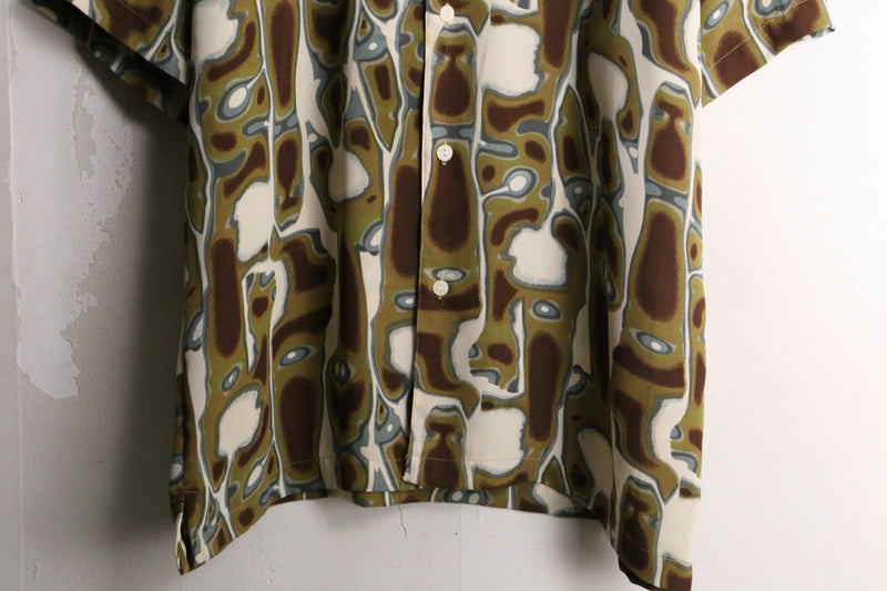 abstract pattern open collar shirt