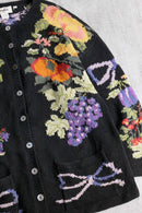 botanical pattern knit jacket