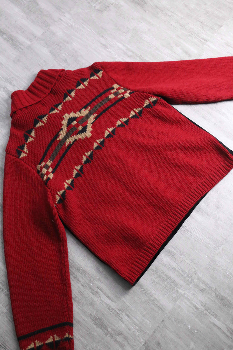 "PENDLETON" black suede×red knit switch jacket