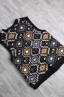 baby alpaca geometric pattern knit vest