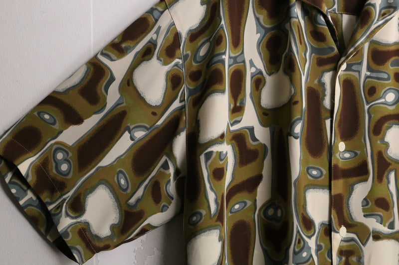 abstract pattern open collar shirt