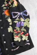 botanical pattern knit jacket