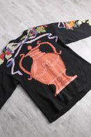 botanical pattern knit jacket