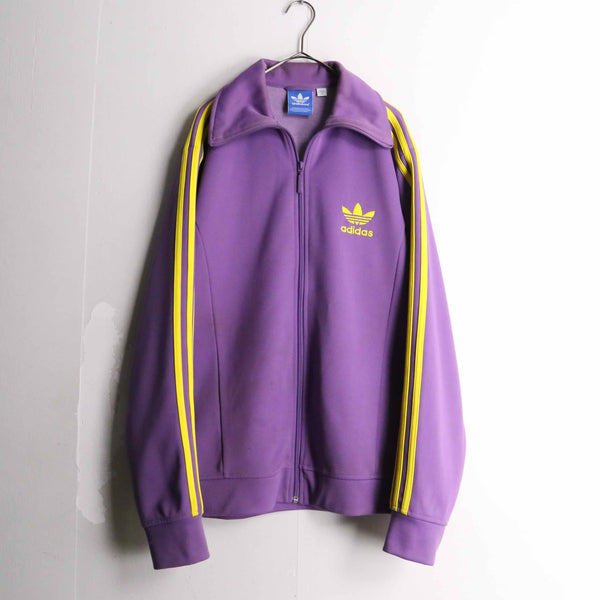 "adidas" purple color yellow line design track jacket