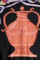 botanical pattern knit jacket