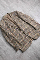 “BOSS” beige check wool single jacket