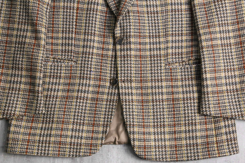 “BOSS” beige check wool single jacket