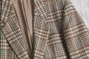 “BOSS” beige check wool single jacket