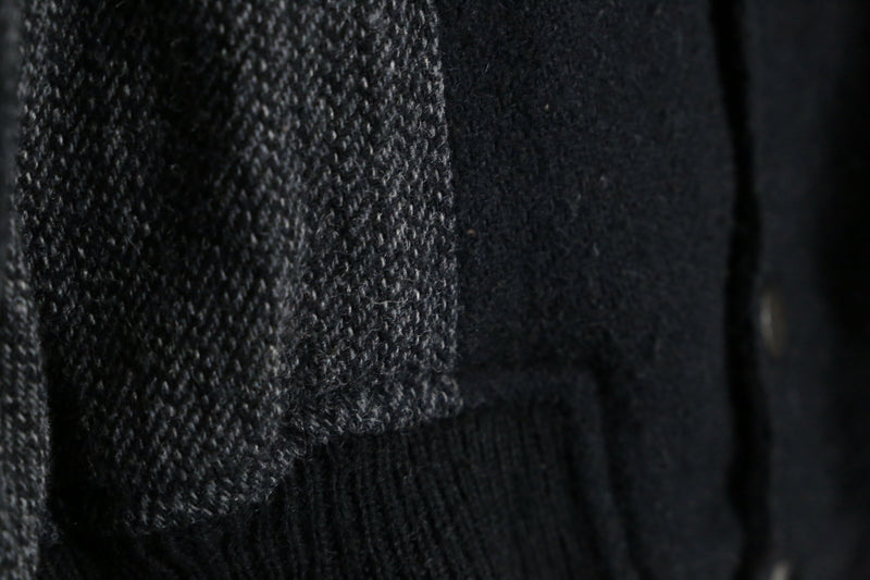 black color switch stripe wool blouson