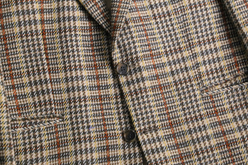 “BOSS” beige check wool single jacket