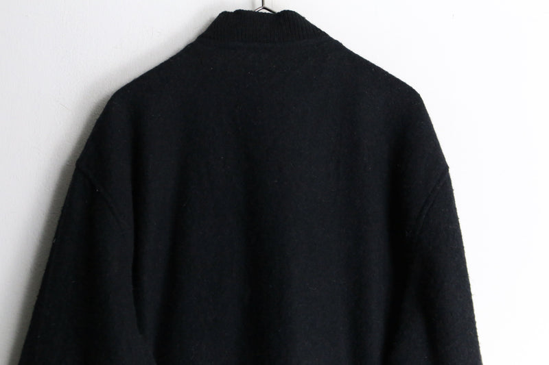 black color switch stripe wool blouson