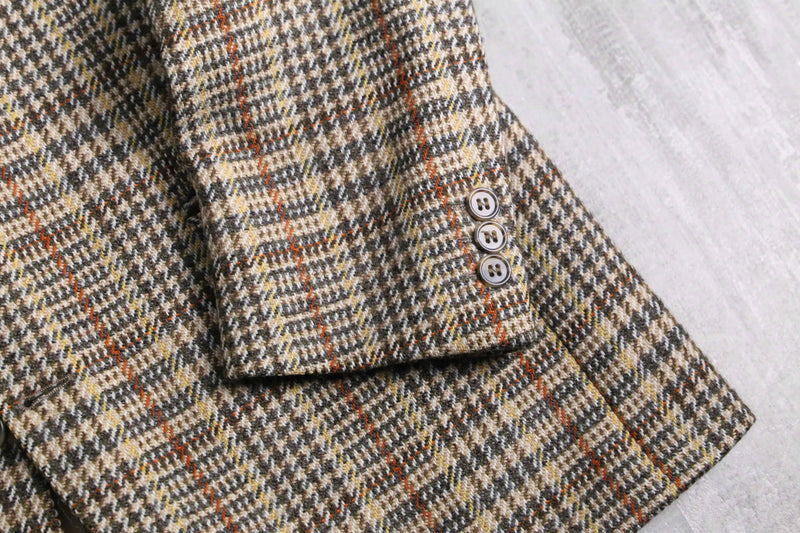 “BOSS” beige check wool single jacket