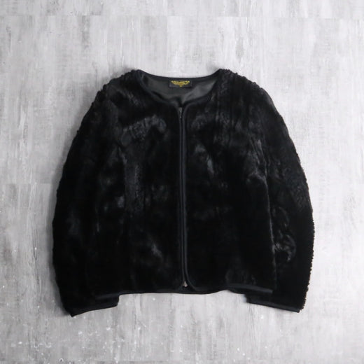 black faux fur zip jacket