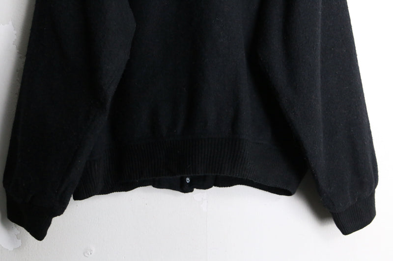 black color switch stripe wool blouson