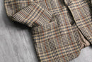 “BOSS” beige check wool single jacket