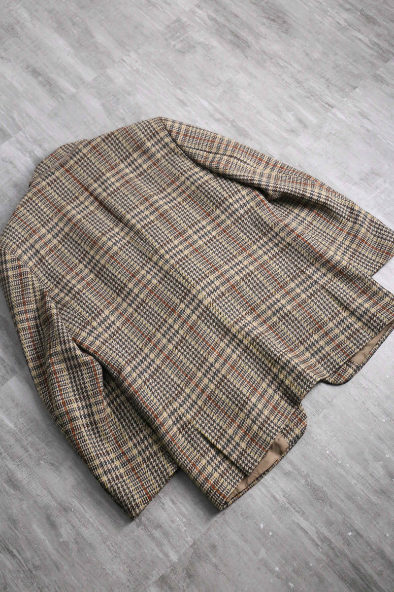 “BOSS” beige check wool single jacket