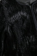 black faux fur zip jacket