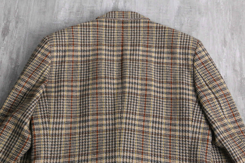 “BOSS” beige check wool single jacket