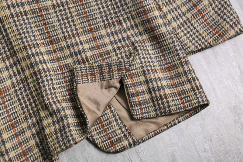 “BOSS” beige check wool single jacket