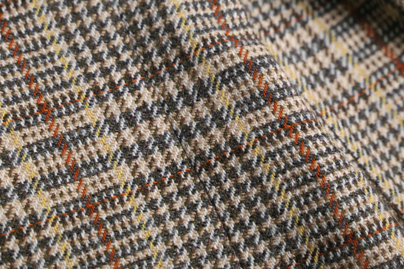 “BOSS” beige check wool single jacket