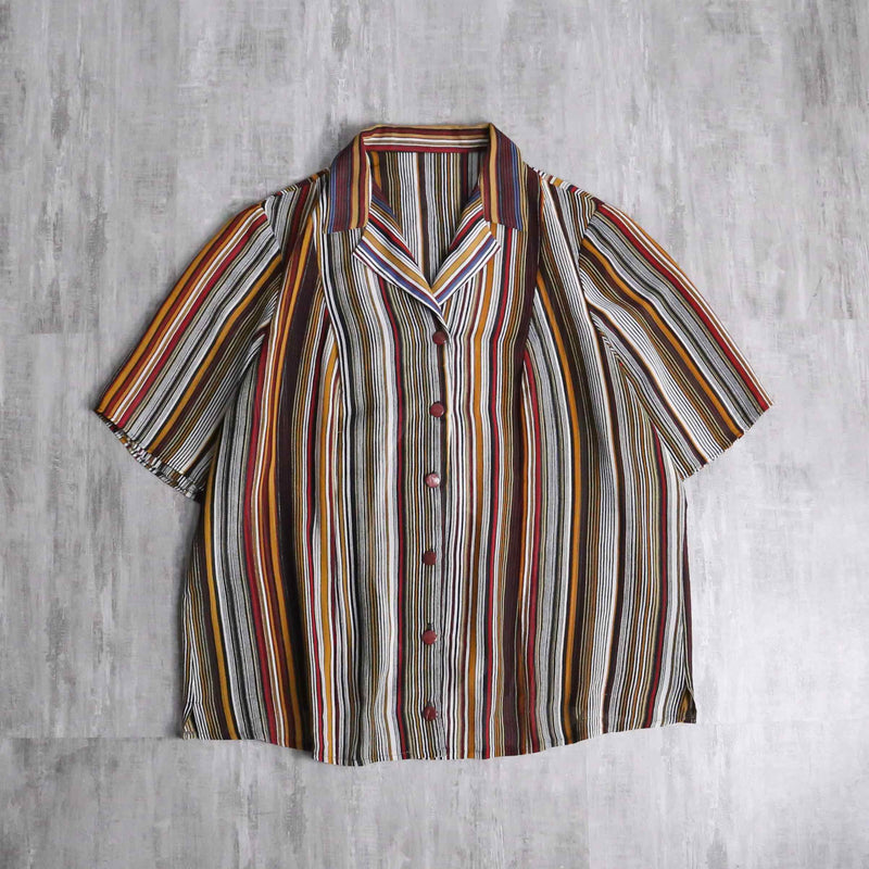 multi color stripe design sheer shirt