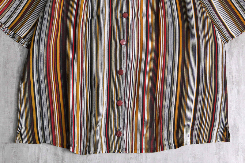 multi color stripe design sheer shirt