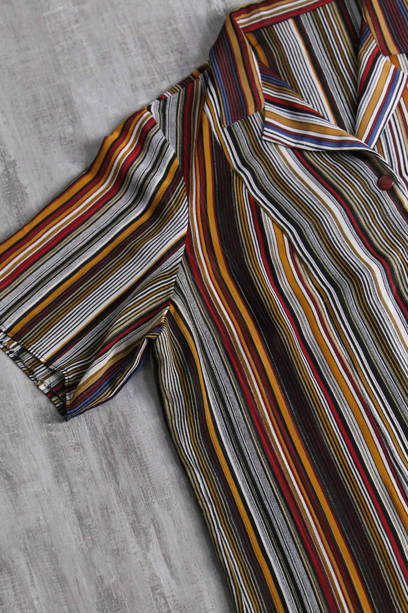 multi color stripe design sheer shirt