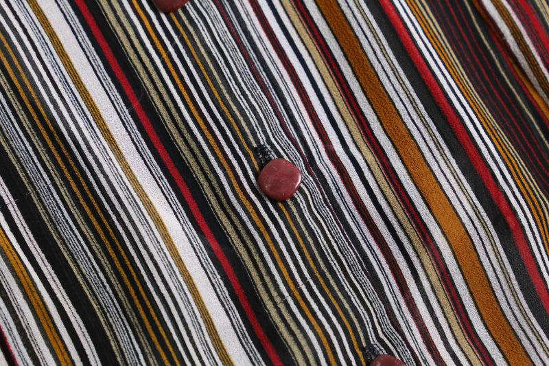 multi color stripe design sheer shirt