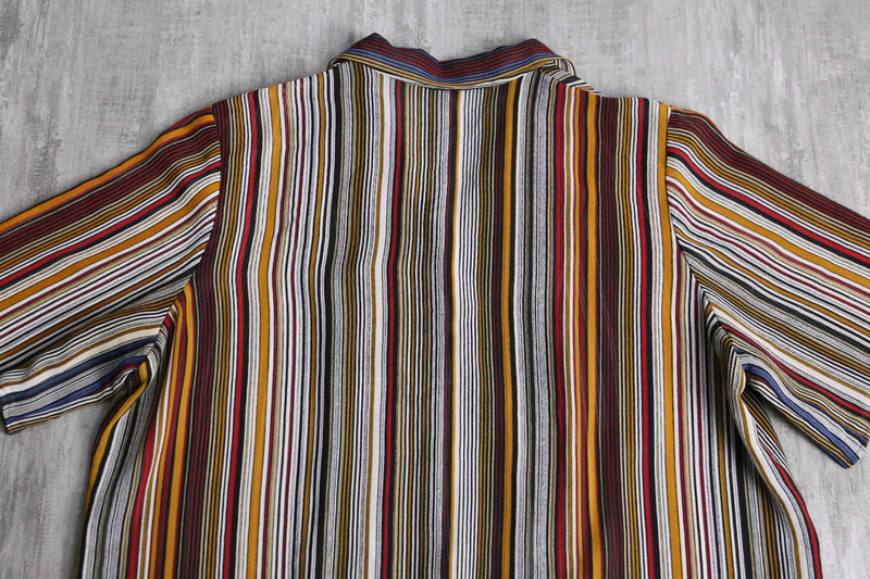 multi color stripe design sheer shirt