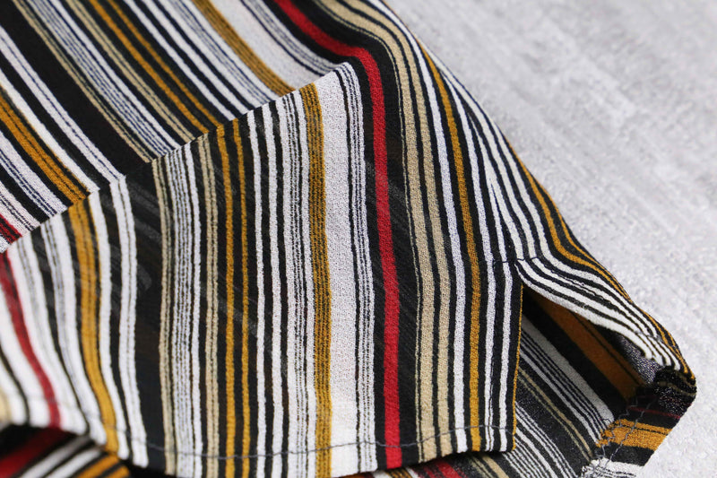 multi color stripe design sheer shirt