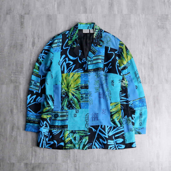 "CHICO’S" blue color patchwork design shirt jacket