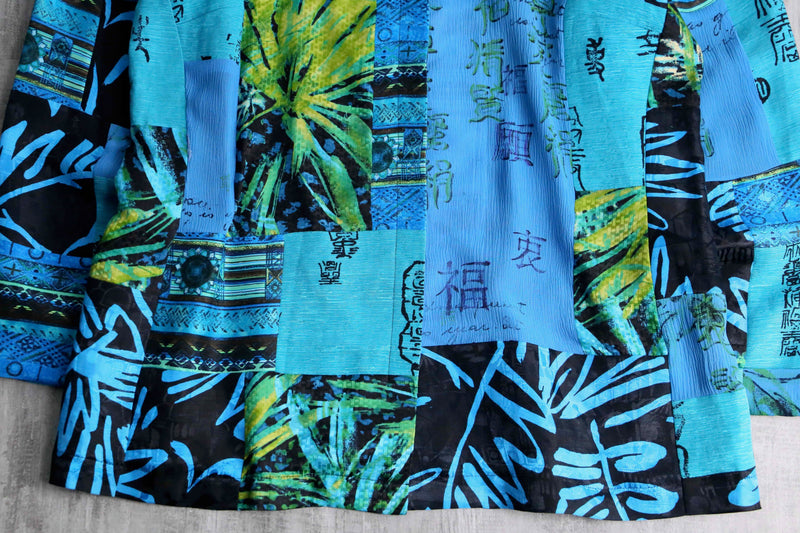 "CHICO’S" blue color patchwork design shirt jacket
