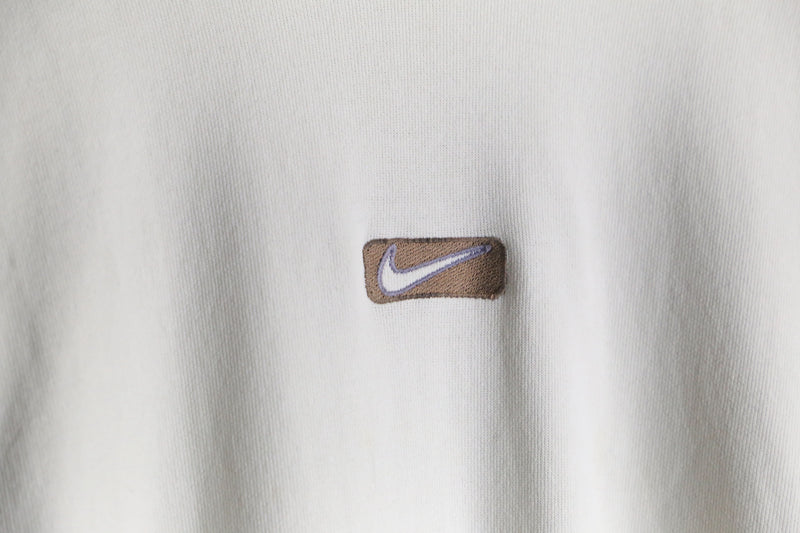 "NIKE" white color one point logo hoodie