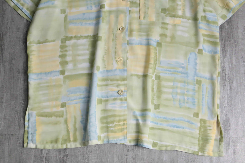 "Alfred Dunner" water art check open collar shirt