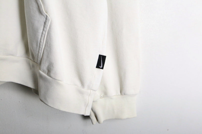 "NIKE" white color one point logo hoodie