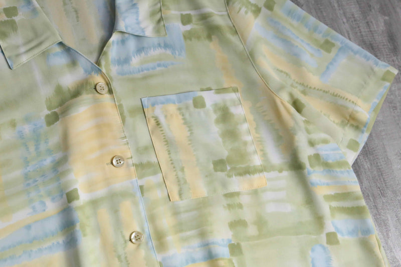 "Alfred Dunner" water art check open collar shirt