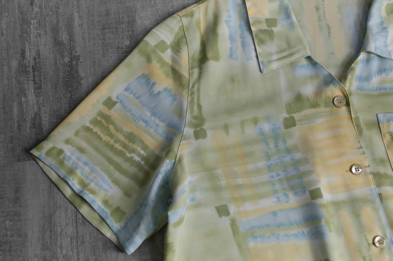 "Alfred Dunner" water art check open collar shirt