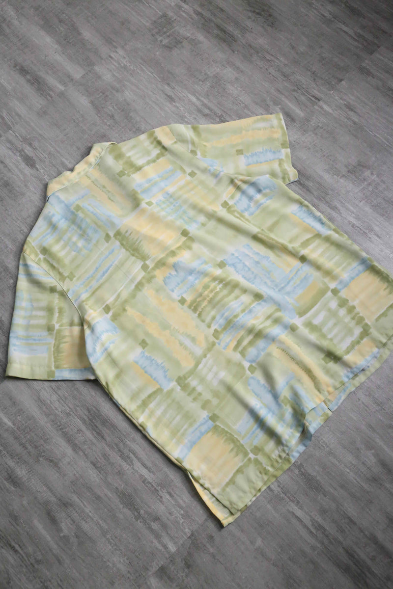 "Alfred Dunner" water art check open collar shirt