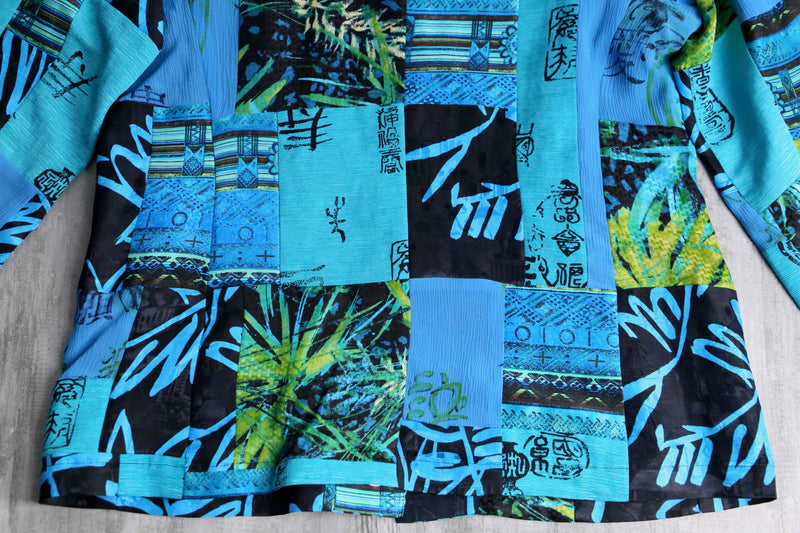 "CHICO’S" blue color patchwork design shirt jacket