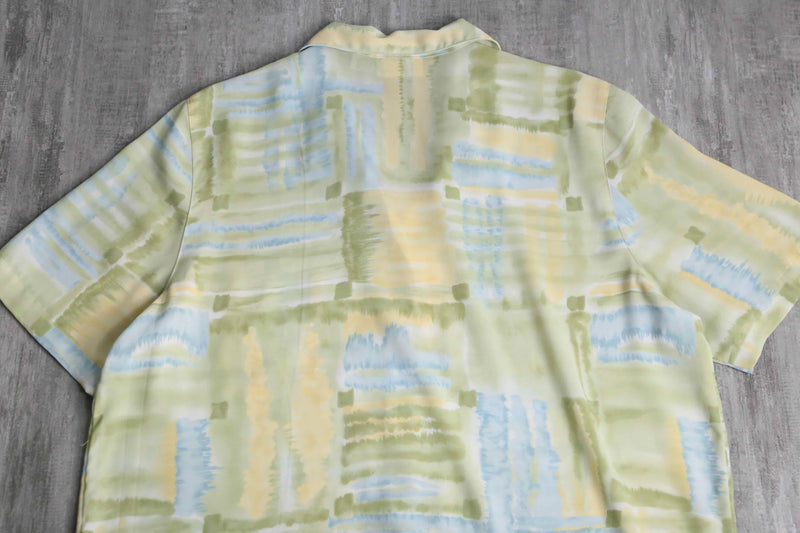 "Alfred Dunner" water art check open collar shirt