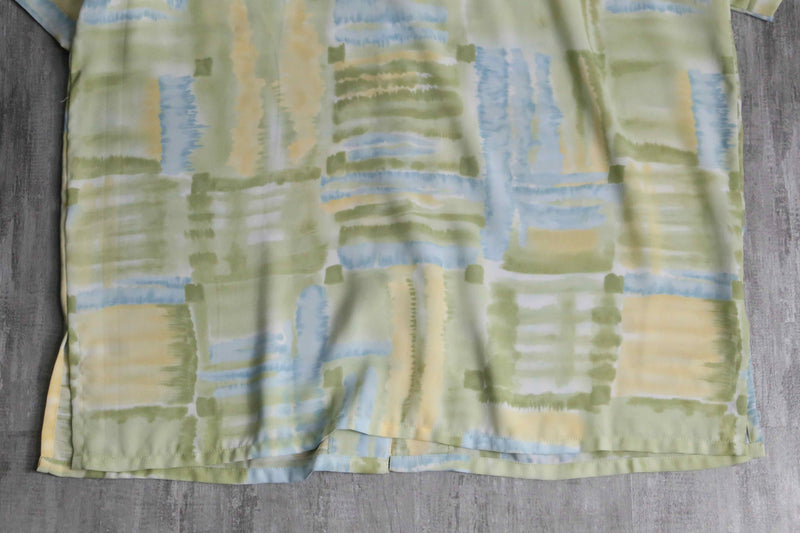 "Alfred Dunner" water art check open collar shirt