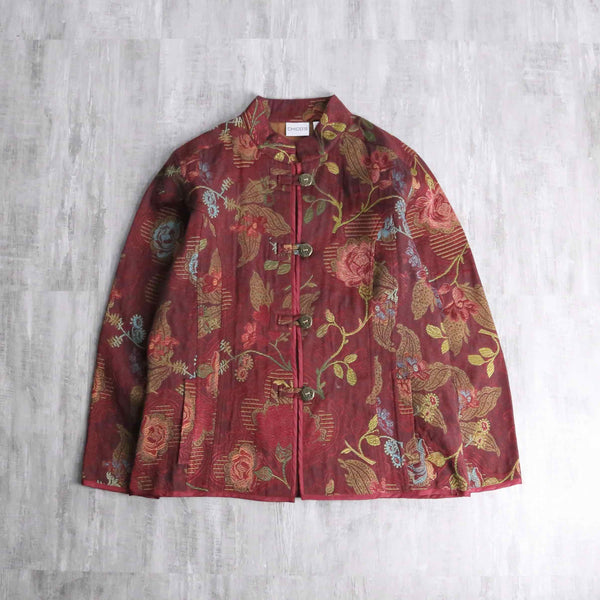 “CHICO’S” floral jacquard china jacket