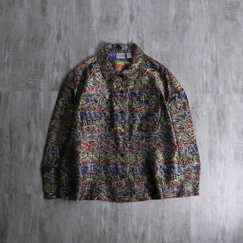 1990s CHICO'S silk×rayon jacquard tracker JKT