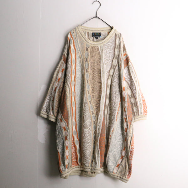 “COOGI” pale tone 3D design s/s loose knit