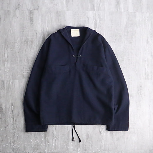 italian military dark navy wool melton lace-up sailor shirt