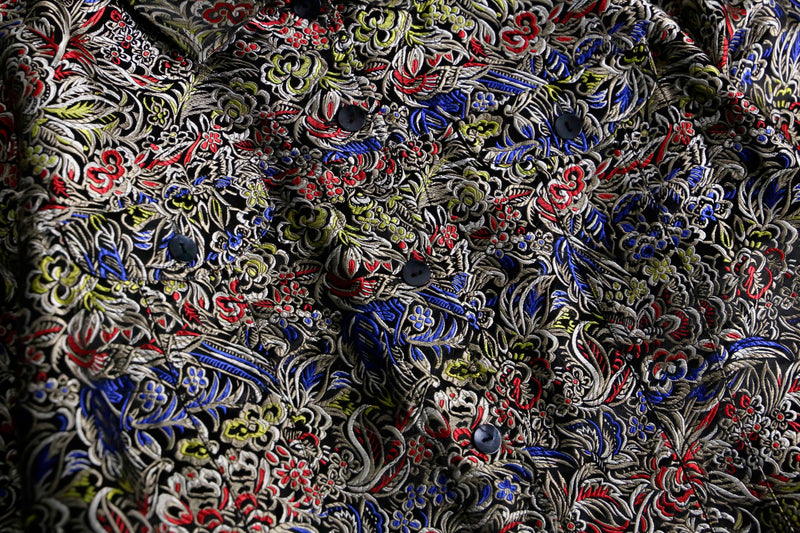 1990s CHICO'S silk×rayon jacquard tracker JKT