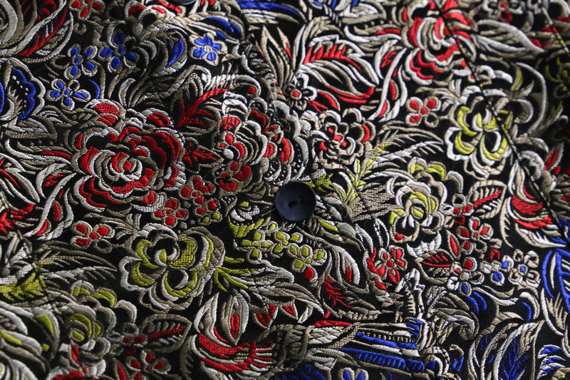 1990s CHICO'S silk×rayon jacquard tracker JKT