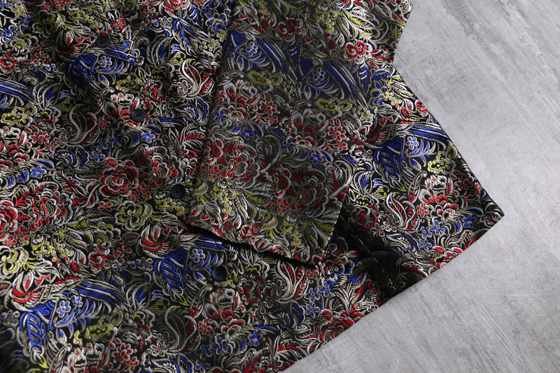 1990s CHICO'S silk×rayon jacquard tracker JKT
