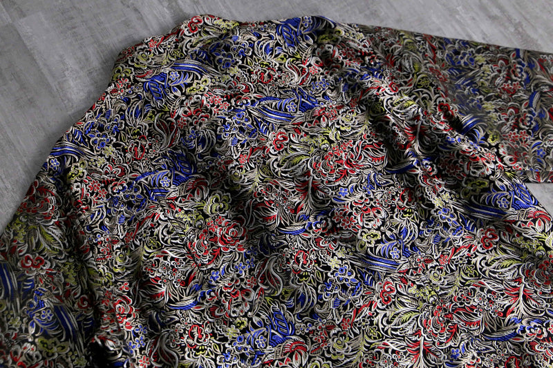1990s CHICO'S silk×rayon jacquard tracker JKT