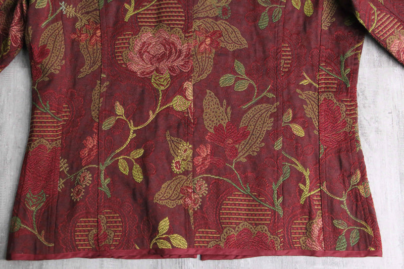 “CHICO’S” floral jacquard china jacket